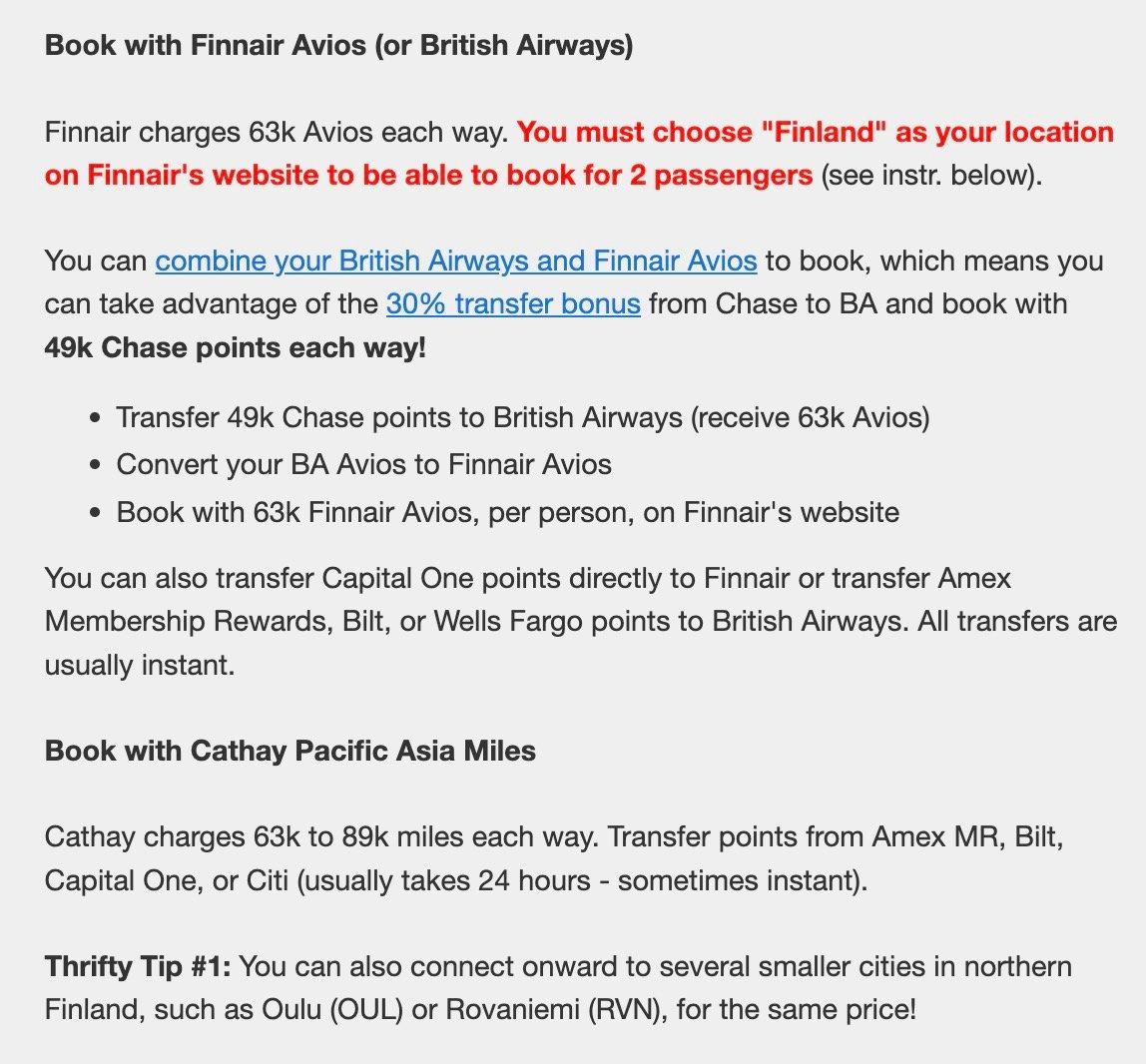 instructions for booking with finnair avios or british airways and instructions for booking with cathay pacific asia miles